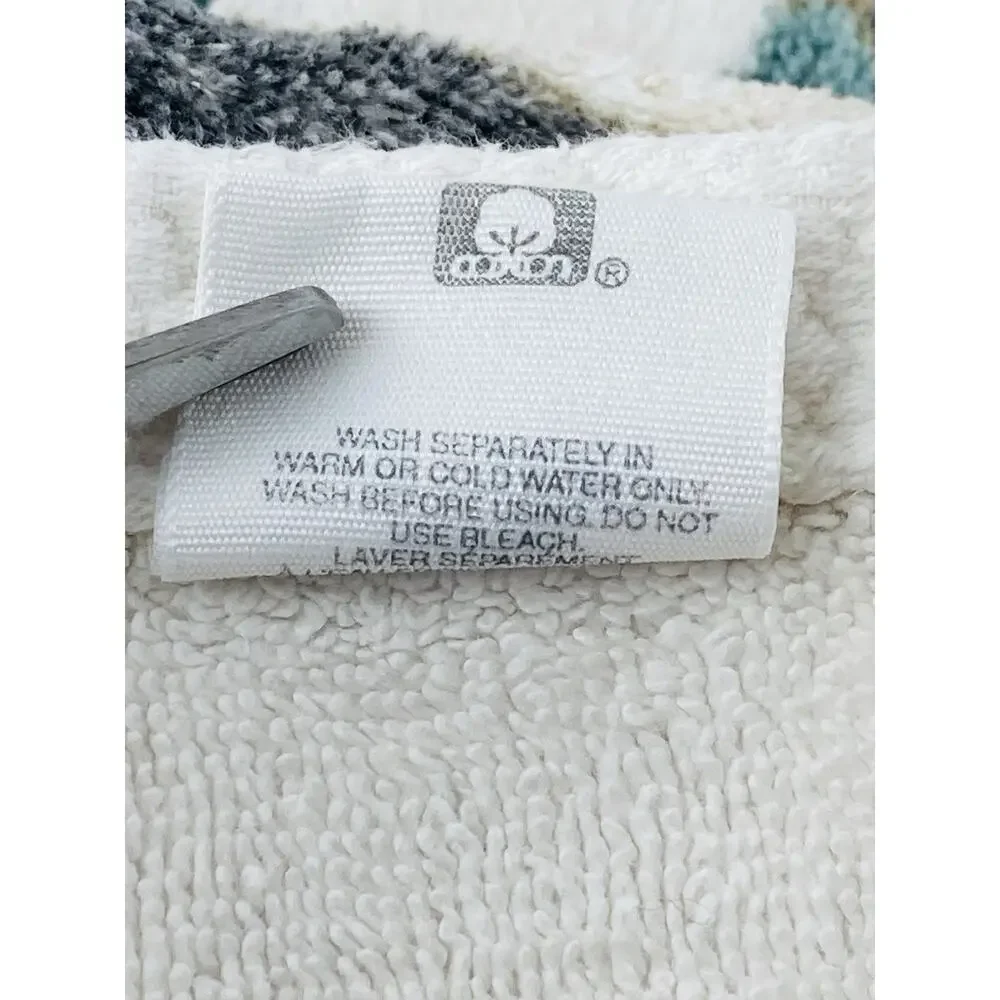 Vintage 1990s Springs Bath Towel USA Teal Geometric Vaporwave Memphis Design Dec